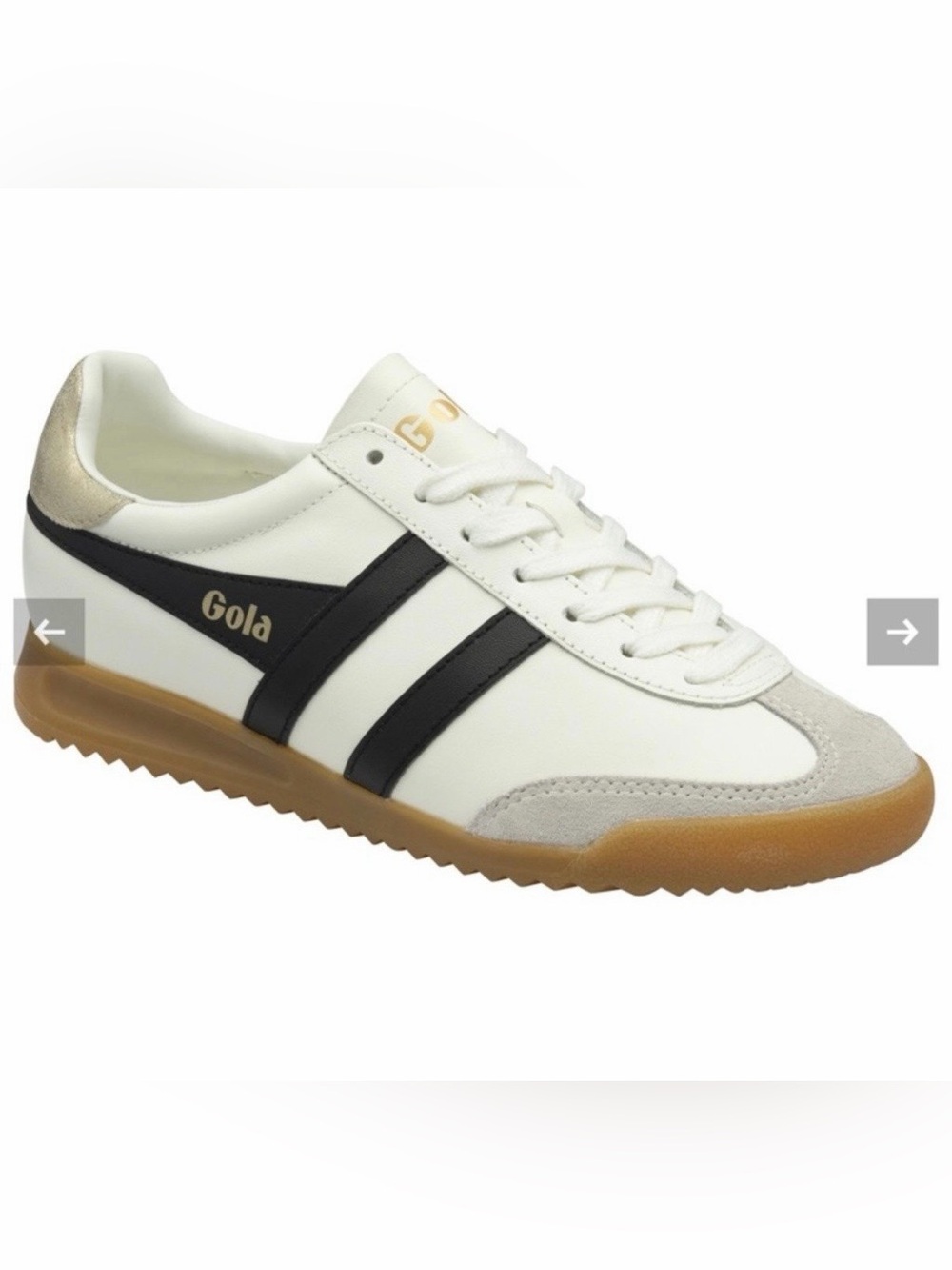 Gola Torpedo Sneaker with Black Stripes and Gum Sole